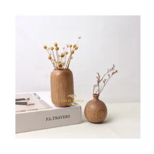 Jarrón de madera tradicional hecho a mano con acabado natural, jarrón decorativo para decoración del hogar. - Product Image 6