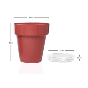 Colore corallo 3 vasi rotondi con piattini trasparenti diametro 14cm resistente UV vasi da fiori e fioriere per la decorazione della casa - Product Image 2