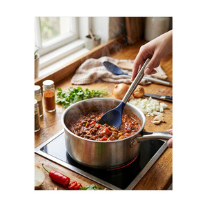 Cuillère à mélanger en silicone résistant à la chaleur avec manche en acier inoxydable, ustensile de cuisine durable pour la cuisson et la mise en conserve - Product Image 2