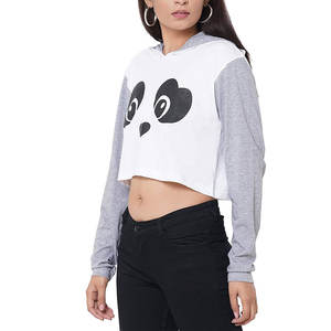 Hoodies en coton personnalisés pour femmes 2025 avec logo imprimé, style streetwear, manches longues, coupe courte, col à capuche, tissu tricoté pour l'hiver - Product Image 4