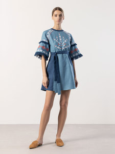 Embroidered Short Sleeve <b>Mini</b> Sexy <b>Dress</b> for Women Cotton Part Wear Ukrainian <b>Dress</b> - Product Image 5