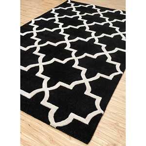 พรมขนสัตว์และใยวิสโคสสีเทาและสีดำ ทอมือ สำหรับบ้าน รุ่น Taq-373 - Product Image 2