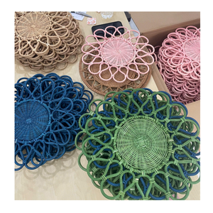 11. Hand Woven <b>Rattan</b> Plate And <b>Rattan</b> <b>Placemat</b> With Natural Finish For Dining Table Bread Serving And Tea Pot Coaster - Product Image 4