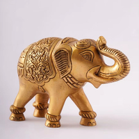 Statuette d'éléphant en laiton majestueux, sculpture artisanale pour bureau, table d'appoint, couloir, cheminée, œuvre d'art décorative moderne