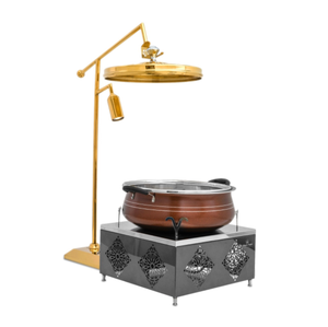 Chauffe-plat or rose chauffe-plat Buffet traiteur métal acier inoxydable utilisé nourriture cuivre martelé luxe chauffe-plat - Product Image 4