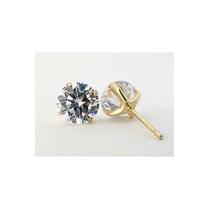 [KGD KOREA] Made in Korea High Quality Beautiful Accessories Yellow Gold Super-Lightweight Solitaire <b>Stud</b> <b>Earring</b> CZ 6mm - Product Image 1