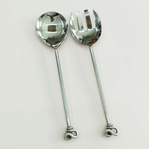 Ensemble de couverts de service de cuisine en céramique argentée mate blanche avec mini cuillère à manche, cuillère à soupe et fourchette à fruits, ensemble de service à salade Piker - Product Image 6