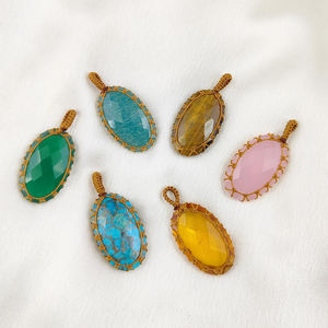 Oeil de tigre fait à la main pierres précieuses macramé Antique pendentif collier pierre de guérison bijoux Boho macramé cadeau pour les femmes - Product Image 4