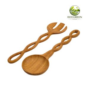 Wooden Serving Utensils <b>Set</b> Minimalist Design Long Handle Eco Friendly Non-Toxic Polished Kitchen <b>Tools</b> - Product Image 4