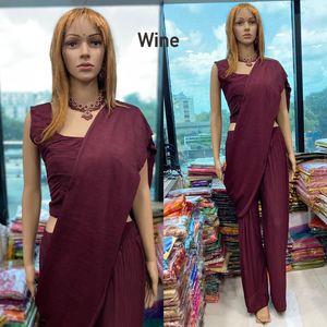 2022 nouveauté Designer femmes costume de fête PentPleated Pallu prêt-à-porter soie Saree vente chaude mode achats en ligne - Product Image 5