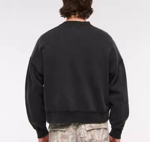 <b>Men's</b> 100% Cotton Heavyweight <b>Pullover</b> Sweatshirts Oversized Cropped Box Fit Crewneck Sweatshirt - Product Image 3