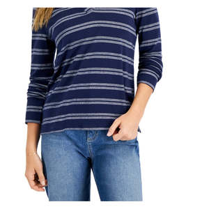 Top da Donna Charter Club Blu con Collo a V e Risvolto Asimmetrico in Maglia, Casual, Taglia XL Disponibile per Ufficio - Product Image 3