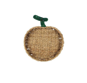 Plateau de service en forme de poire en jonc de mer vintage Plateau de fruits décoratif tissé naturel jonc de mer tissé pour Table à manger de cuisine - Product Image 6