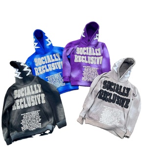 Sudadera con Capucha Extra Grande para Hombre, 100% Algodón, Gruesa, con Logotipo Personalizado Bordado, Efecto Lavado Ácido, Felpa, Tallas Grandes, Venta al Por Mayor - Product Image 1