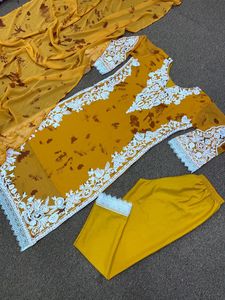 PRESENTANDO NUEVA COLECCIÓN DE DISEÑADOR DE ÉXITO DE CENA TRABAJO DE BORDADO DE FANTASÍA Y TRABAJO DE IMPRESIÓN DIGITAL KURTI-FONDO CON FANCY DUPATTA - Product Image 3
