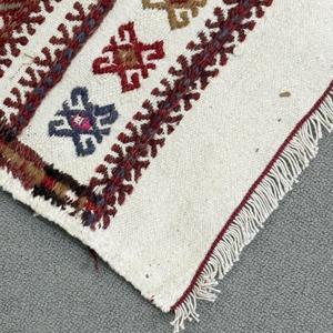 Alfombra Turca, Alfombra Pequeña de 2.3x4.4 pies, Alfombra de Lana Kilim Roja y Azul - Product Image 4