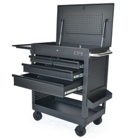 Armoire à outils en acier noir enduit de poudre CSPS 84 cm avec 4 tiroirs, durable, pour garage, atelier, mécanicien, garantie de 2 ans
