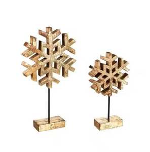 <b>Snow</b> Flakes Shape Wedding Home Office Tabletop Decor Metal Sculpture with <b>Art</b> Deco Design and Handmade Finish - Product Image 1