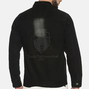 Veste en jean décontractée en toile haute performance coupe ajustée, couleur unie avec deux poches avant, légère pour l'hiver - Product Image 3