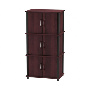 Modern 1954 Multi Use 3 Tier <b>Storage</b> Cabinet Wood Double Door <b>Sideboard</b> Compact Accent Wenge Dark Espresso Cupboard - Product Image 3