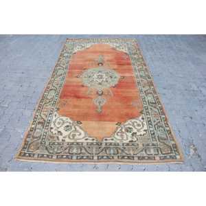 Grand tapis vintage 4,9x9,2 pieds, tapis en laine orange et bleu style sud-ouest - Product Image 1