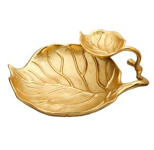 Plateau de service en aluminium moulé or poli dernière conception feuille en métal avec Double compartiment - Product Image 1