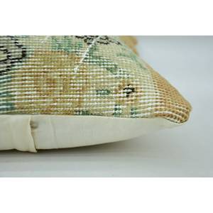 หมอนผ้าวูลสีเบจ16x16นิ้วลายวินเทจเทคนิคการเย็บปะติดปะต่อกันของลายวินเทจ - Product Image 4