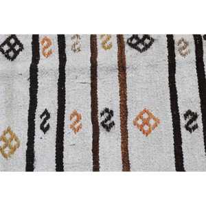 Tapis turc vintage, dimensions 4,3x8,5 pi (130x258 cm), tapis en laine à bordure blanche - Product Image 5