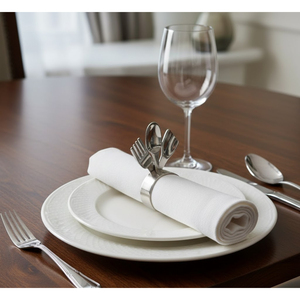 Elegant Stainless Steel Design Napkin <b>Ring</b> Unique <b>Silver</b> Polished Metal <b>Spoon</b> Knife Shape Napkin Holder For Modern Table Decor - Product Image 1