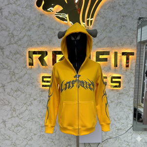 Etiqueta privada logotipo personalizado más demandado Red Puff Sudadera con capucha con cremallera Impreso hecho en fábrica precio barato sudaderas con capucha hombres sudaderas con capucha - Product Image 4