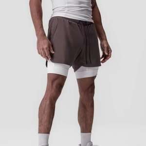 Vente en gros de shorts de course pour hommes respirant fitness noir double couche shorts pour hommes nouveau confort entraînement musculation short - Product Image 1