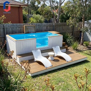 Piscine rectangulaire hors sol en fibre de verre pour la maison, le jardin, les enfants, avec éclairage LED, résistante aux UV et écologique - Product Image 1