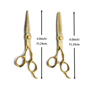 Kit de ciseaux à cheveux à poignée décalée Ciseaux de coupe et d'amincissement des cheveux, ensemble d'outils de barbier avec peigne et étui pour les coiffeurs de salon - Product Image 2