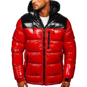 Vêtements d'hiver pour hommes de qualité supérieure en gros, mode streetwear, col montant brillant, rembourrage en coton, logo sur le devant, séchage rapide - Product Image 5