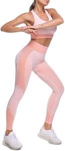 Ropa de entrenamiento para mujer, mallas sin costuras y sujetador para gimnasio, venta al por mayor - Product Image 3