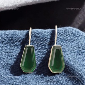 925 argent naturel vert émeraude balancent boucles d'oreilles femmes cadeau crochet bijoux à la main élégant Style de pierres précieuses - Product Image 3