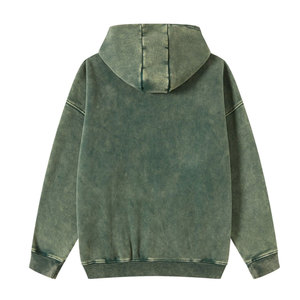 Vente en gros de vêtements d'hiver fabriqués sur mesure sweat à capuche vintage lourd délavé à l'acide 100% coton motif solide - Product Image 2