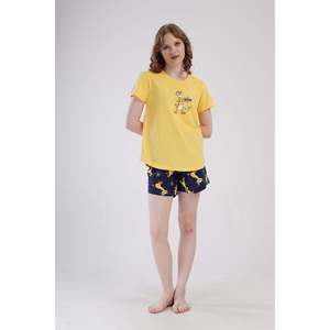 Conjunto de Top y Pantalón Corto Ovalado KADIN P.SUPREM O YAKA KISA KOL ETEGI - SARI - SARI - Product Image 2
