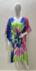Kaftan Robe Long Maxi Dress African Clothing Tie Dye Adjustable Drawstring Woman Fit Swim Wear Short Kaftan Beach Vacation Party - Product Image 3