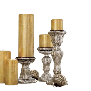 Ensemble de 3 bougeoirs et photophore de designer antiques décoratifs uniques et écologiques pour mariage au restaurant à la maison - Product Image 1