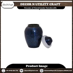 Cremation Urn Blue Speckled Finish Durable Adult Size Metal Urn for Ashes - Product Image 2