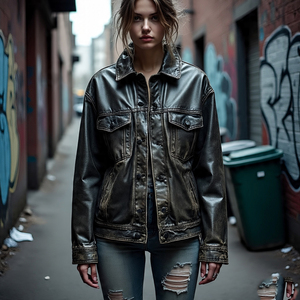 Chaquetas Cargo de cuero de gran tamaño para mujer, abrigo de cuero genuino holgado cálido para Otoño e Invierno para mujer - Product Image 3