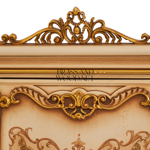 Armoire simple de style français de luxe avec motifs floraux peints à la main et accents de feuille d'or ornée pour le rangement de chambre de palais - Product Image 5
