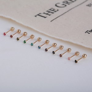 ต่างหูเม็ดกลมสีทอง14K สุดอินเทรนด์ของผู้หญิงต่างหูเม็ดกลมๆแบบกดขนาดเล็กหลากสีเครื่องประดับอัญมณีขายส่ง K-Jewelry - Product Image 1