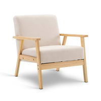 Fauteuil rembourré moderne de style japonais OEM | Chaise de loisirs en tissu et bois pour chambre à coucher, salon et meubles de maison