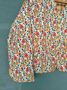 Chaqueta con estampado floral reversible de manga larga acolchada hecha a mano, abrigo de invierno con estampado de bloques de estilo bohemio para primavera - Product Image 5