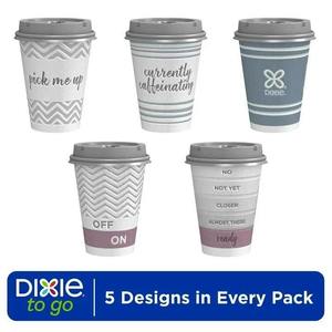 Dixie to Go Vasos desechables de papel multicolor de 12 oz con tapas de plástico 60 unidades para uso doméstico - Product Image 2