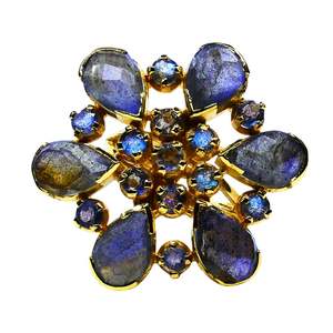 Anillo de labradorita de estilo clásico de Plata de Ley 925 chapado en oro para bodas - Product Image 3