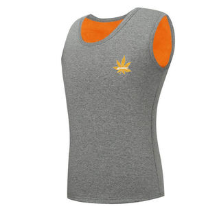 Otoño Invierno cálido polar con capucha cuello redondo Camiseta sin mangas de algodón de alta calidad ecológico Fitness sin mangas 180g camiseta lisa hombres - Product Image 6