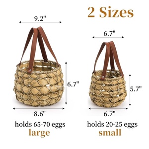 ตะกร้าหวายทรงไข่สไตล์ฟาร์มเฮาส์ยอดนิยม พร้อมหูหิ้ว สำหรับใส่ไข่สด ตะกร้าเก็บเกี่ยวอเนกประสงค์ ทำด้วยมือ ขายส่ง - Product Image 3